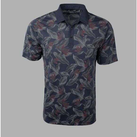 Travis Mathew Magnum Short Sleeve Polo T-Shirt Men's Size Large Blue With Floral - Picture 3 of 16
